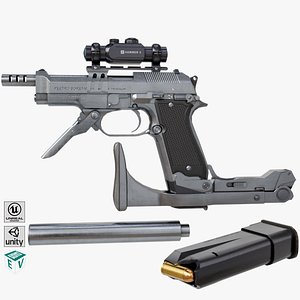 Pistol 08 Silver Generic All PBR UE Textures 3D