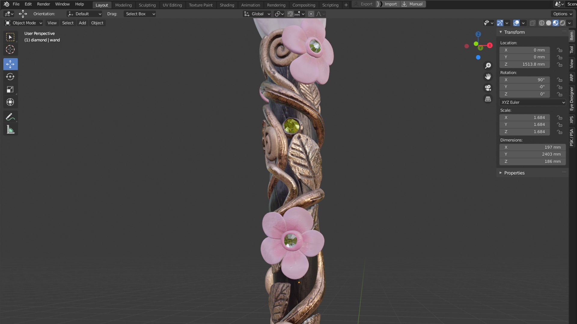 3D model Rose Quartz Crystal Wand - Fairy Wand - Wizard Witch Wand - Nature Wand - Flower Wand - Magic Wand https://p.turbosquid.com/ts-thumb/2I/ibwZrN/bF/b/png/1643970015/1920x1080/fit_q87/7398075c6de1f5392fca6cfdb1e642919d0675b7/b.jpg