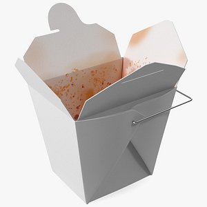 Paper Take Out Food Container 32 Oz Opened 3D model