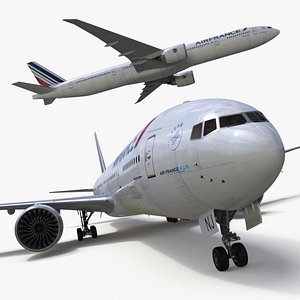3D model Air France Boeing 777-300ER Rigged for Cinema 4D
