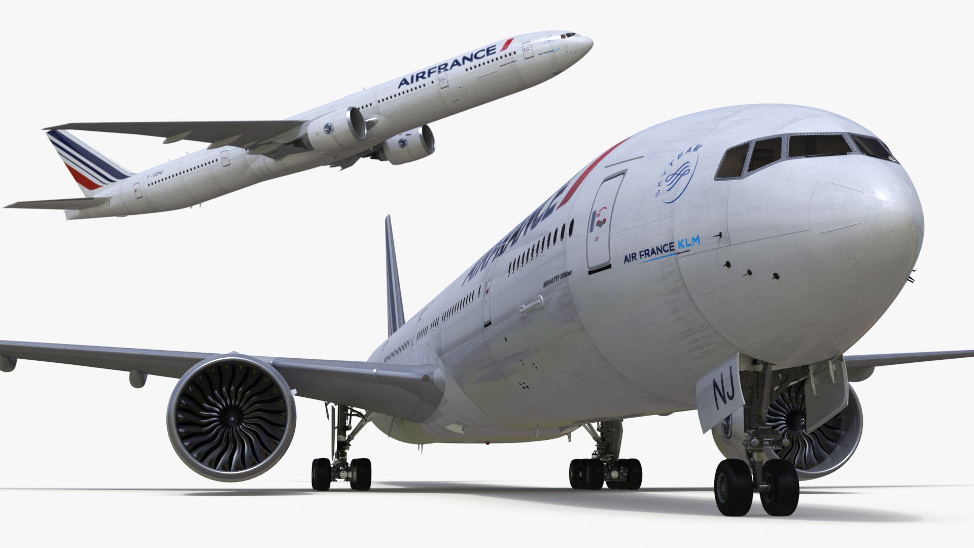 Air France Boeing 777-300ER Rigged for Cinema 4D 3D model preview
