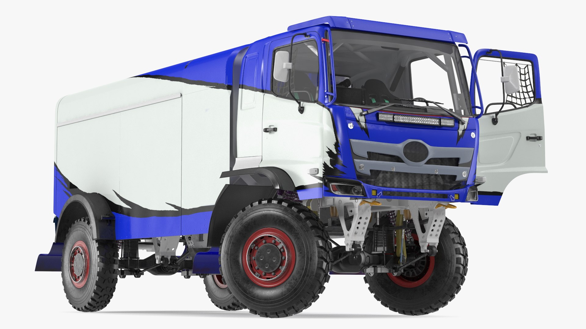 Rally Dakar Truck Blue Rigged 3D model preview