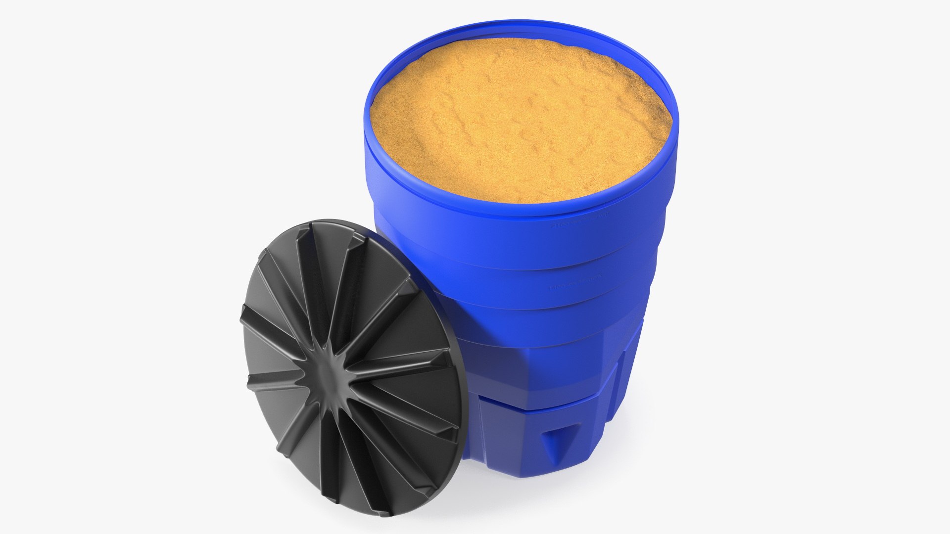Blue Plastic Barrel with Sand 3D model preview