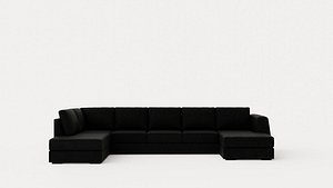 Optus U Sofa Large With Divanhoger Black 3D model