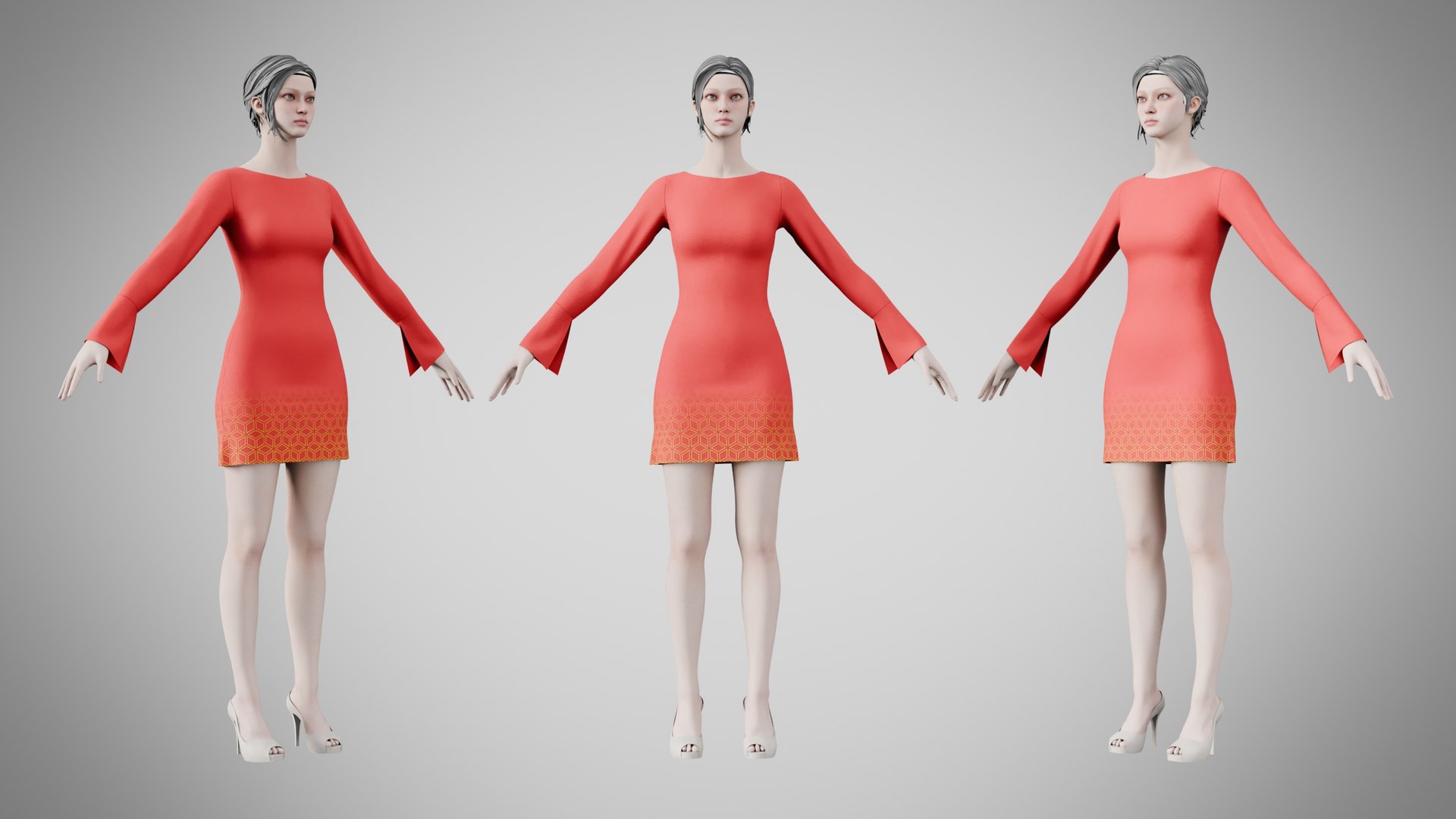 3D Dress 51 Average Red Model - TurboSquid 2527432