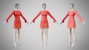 3D Dress 51 Average Red model