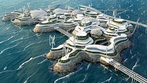 Future City Bionic architecture Eco energy concept vrat animated