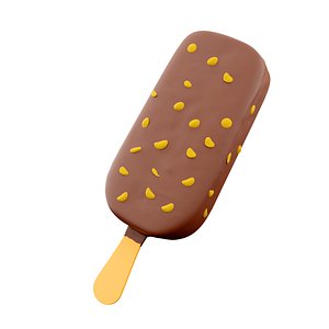 3D model popsicle with nuts icon
