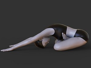 Yoga Pose - Crossed leg forward bend 3D model