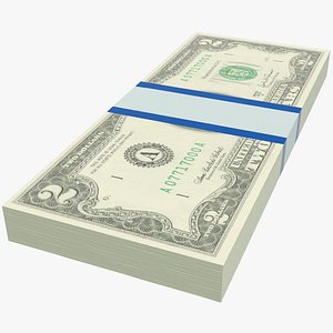 Stack of Two Dollar Bills Low Poly V1