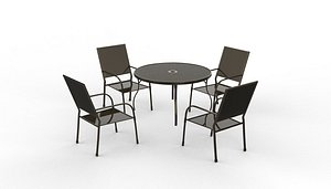 Round Long Dining Set 3D model