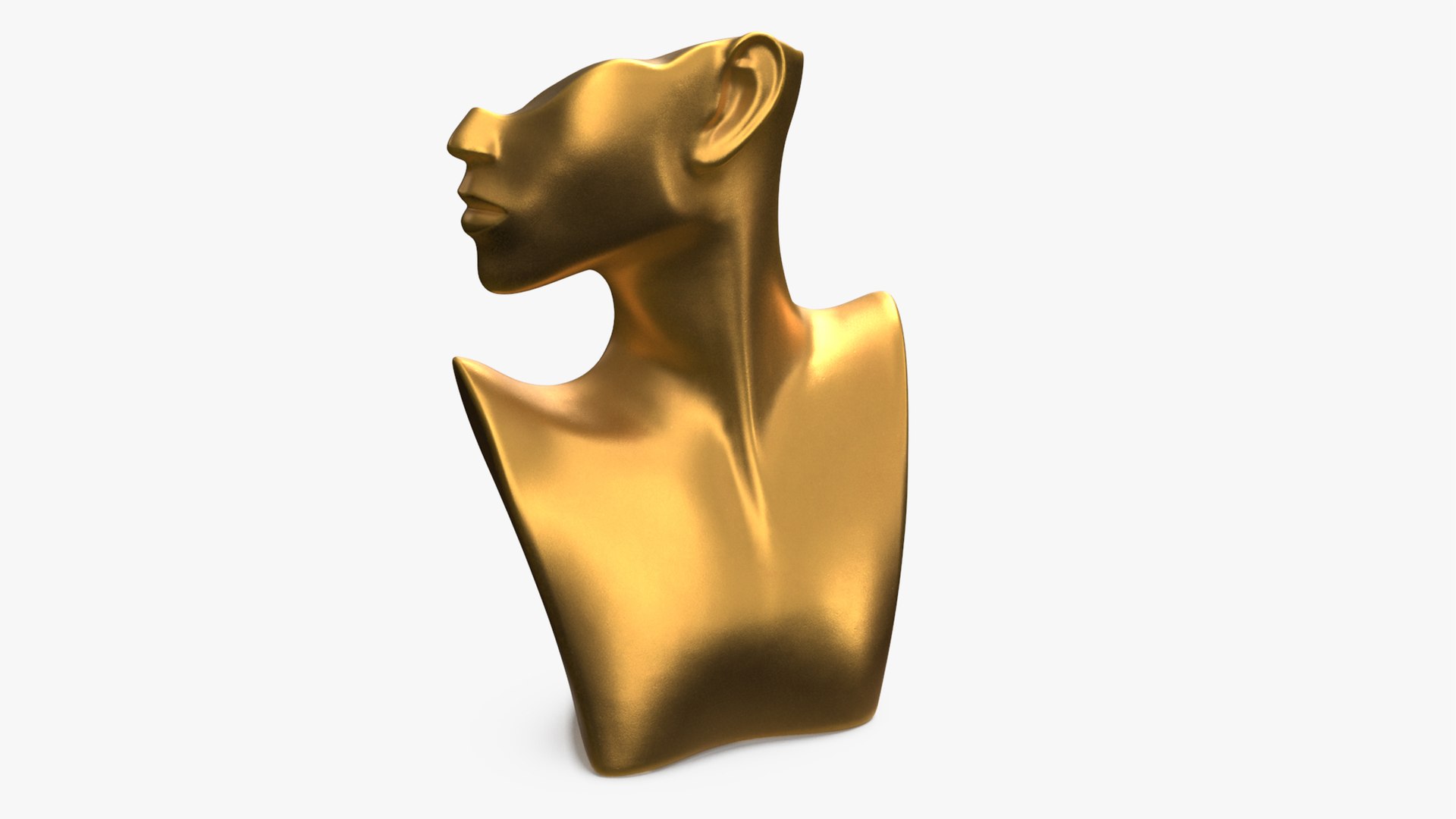 Necklace Display Bust Golden 3D model preview
