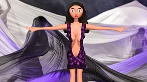 free low poly woman in dress 49
