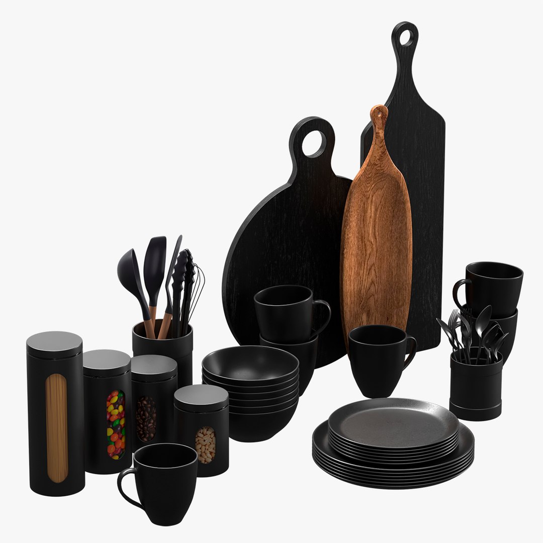 Black Kitchen Accessories 3D model TurboSquid 1909329