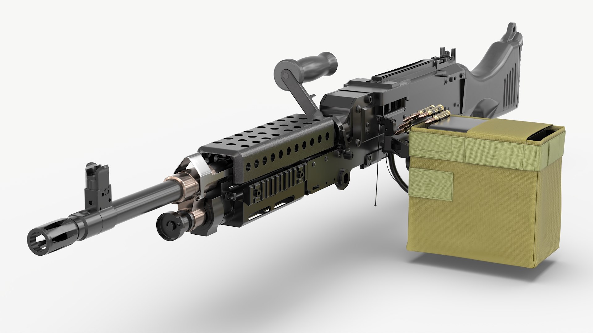M240 Belt-Fed Vehicle Gun Black 3D model preview