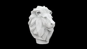 3D Polygonal Lion Head 3D Print Model