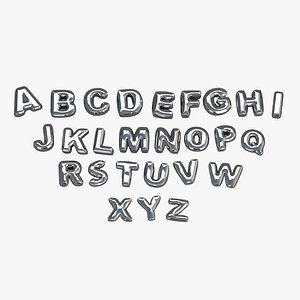 3D Balloons Alphabet Silver model