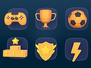 Cartoon Pack - Game Controller - Soccer Ball - Flash - Trophy Cup