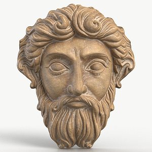 Greek God Face Relief 2 Textured