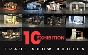 10 exhibition trade show booths collection 3D model