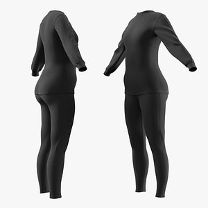Female Slim Fit Underwear Suit Black 3D