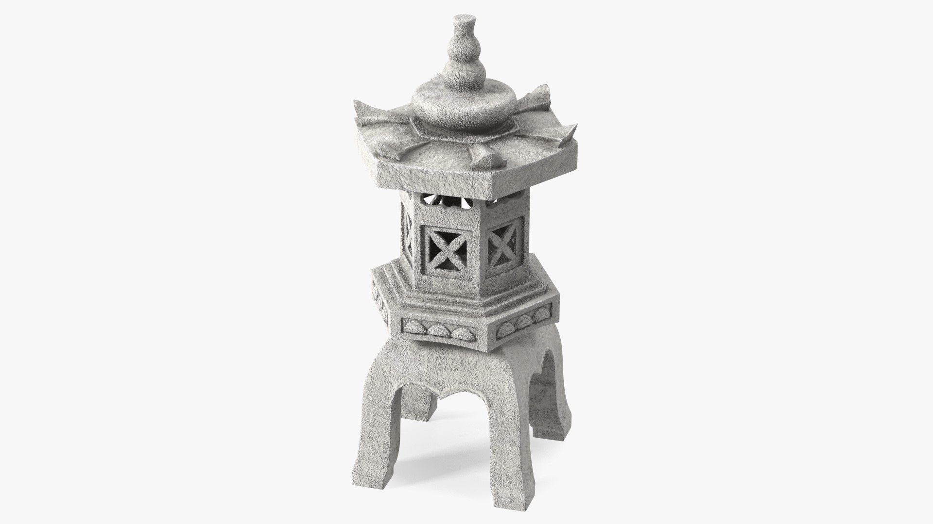 Pagoda Lantern Garden Statue White 3D model preview