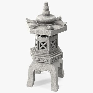 Pagoda Lantern Garden Statue White 3D model