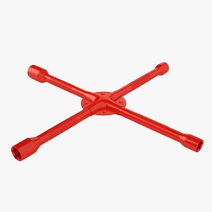 Lug Wrench 4-Way Cross Spanner 03 3D