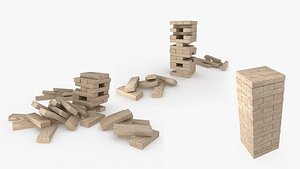 Wooden block game pack 3D model