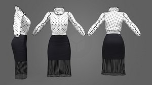 3D model frill edge retro