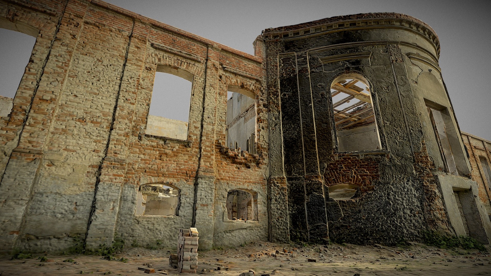 3D Model Old Ruined Baroque Palace - TurboSquid 2240792
