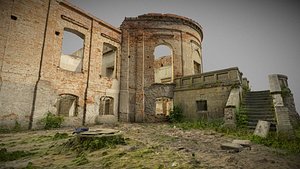 3D model Old ruined baroque palace