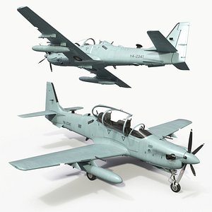 A-29 Super Tucano Attack Aircraft Rigged for Cinema 4D 3D