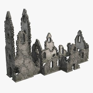 3D Gothic Church In Ruins model