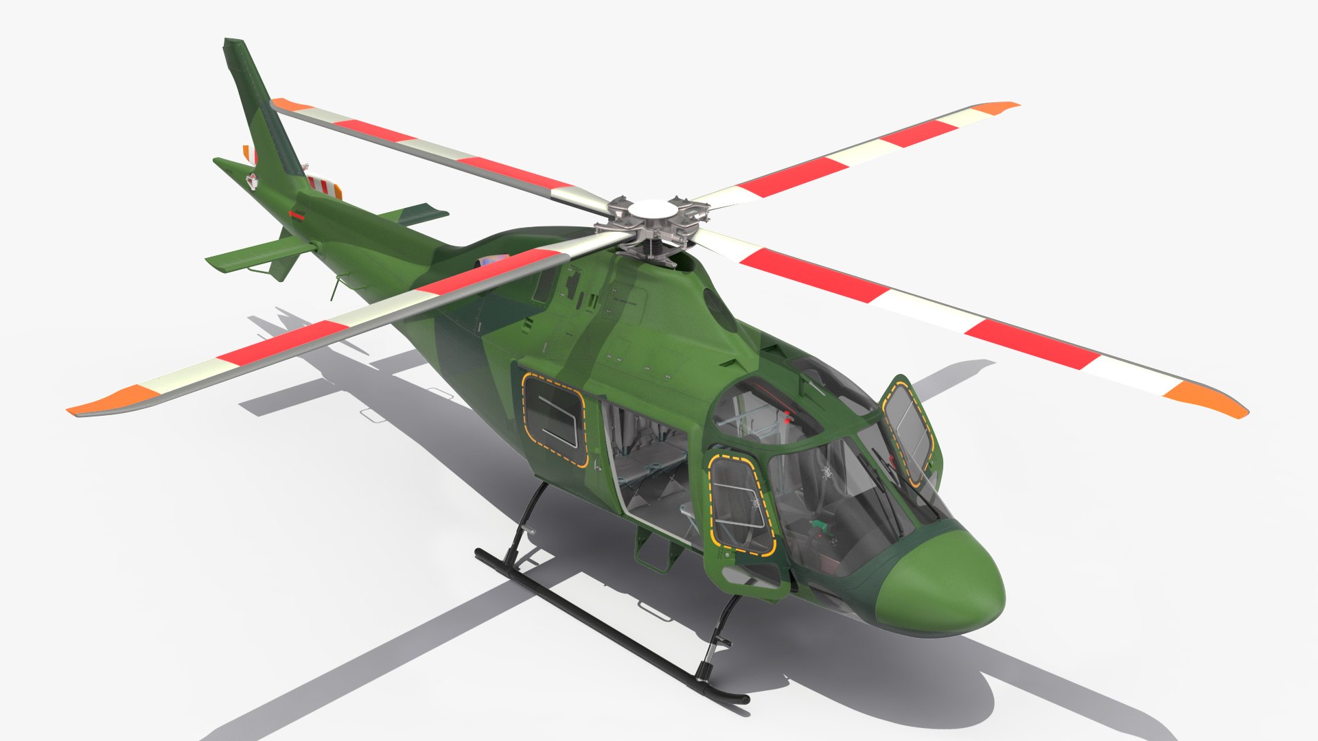Army Helicopter AgustaWestland AW119 Rigged for Maya 3D model preview