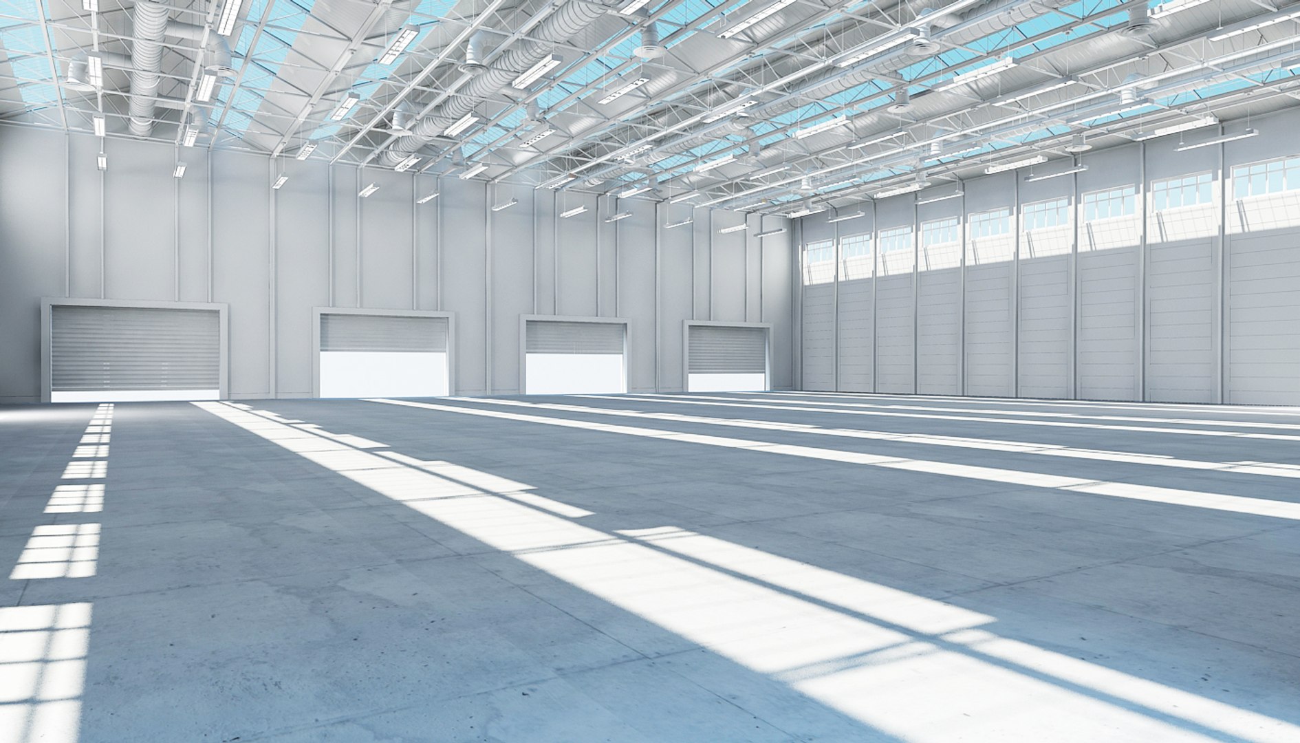 3d Model Large Architectural Warehouse Interior
