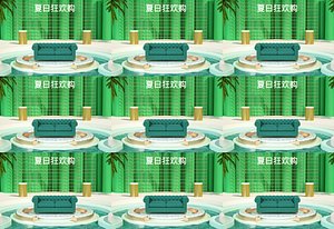 Green color refreshing style summer swimming pool products C4D scene Beauty Chen green theme summer 3D