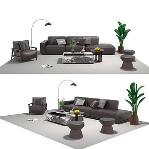 Leather sofa set 3D model
