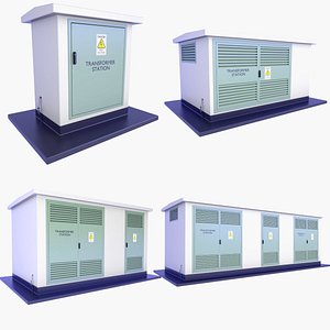 4 Power Transformer Substation Buildings SET v8 model
