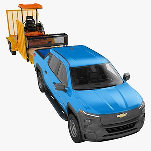 Chevrolet Silverado EV Work Truck 2024 with Landscape Pro Trailer 02 3D
