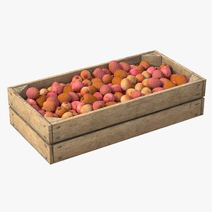 3D Lychee Fruit Wooden Crate