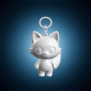 Chibi Kitsune Keychain 3D Print Model 3D model