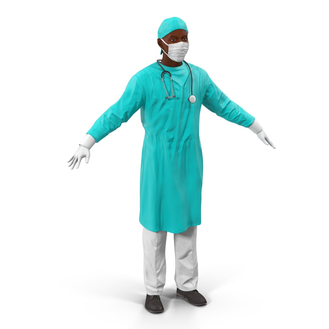 Male African American Surgeon 3D Model 3D model preview