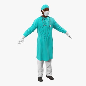 Male African American Surgeon 3D Model