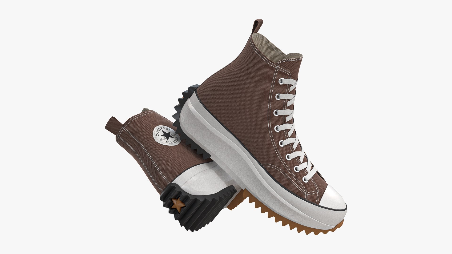 3D Converse Run Star Hike Platform High Top Brown Model