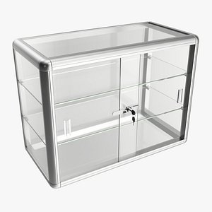 3D Shop two level counter top glass showcase model