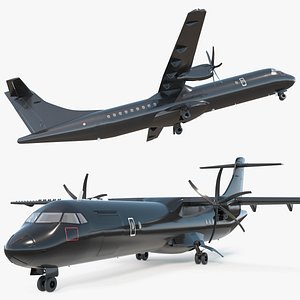 Maritime Patrol Aircraft with Twin Turboprops Black