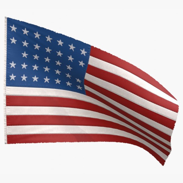 3D american 33 stars flag model