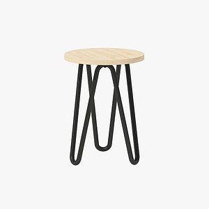 wood metal stool 3D model