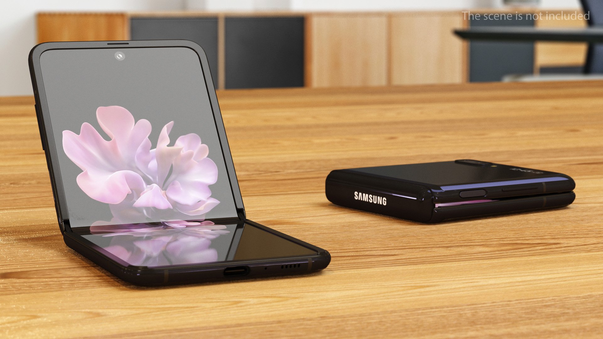 Samsung Galaxy Z Flip Mirror Black Rigged 3D model preview